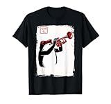 Lustiger Frosch spielt rote Trompete Sonnenbrille japanische Tinte Stil T-Shirt