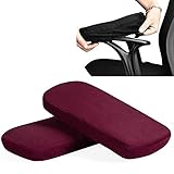 Diki Home ひじ置きクッション ひじ掛け用クッション 低反発 ひじかけ アームレスト リムーバブルカバー付き メモリフォーム 前腕圧力逃がしのための肘枕 、ユニバーサルチェアアームカバー、 2ピースセット (レッド)