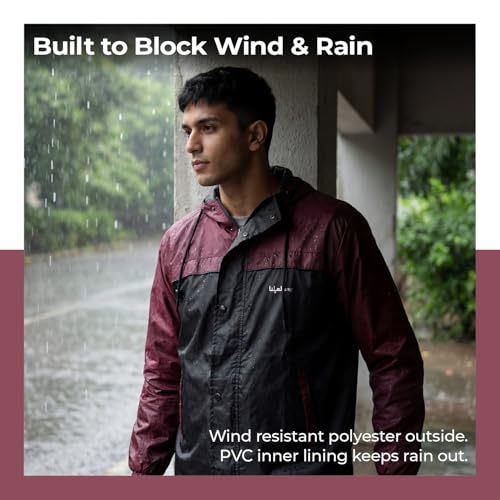 Image of Lifelong Men's Raincoat Set | Waterproof Polyester Double-Coated Reversible Rain Suit | Hooded Jacket with Inner Mobile Pocket & Pants | Standard Length for Hiking, Camping XXL