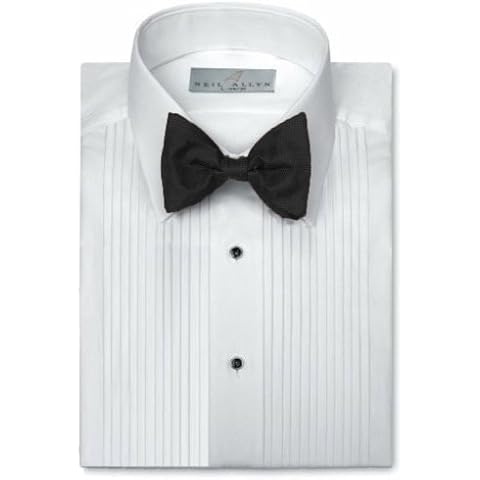 Neil Allyn Mens Tuxedo Shirt Poly/Cotton Laydown Collar 1/4 Inch Pleat White Cover