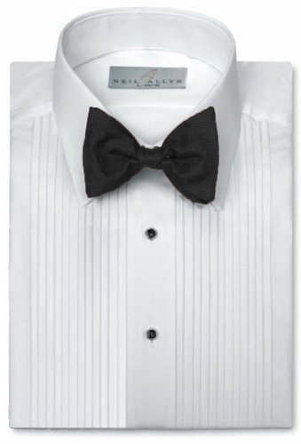 Neil Allyn Mens Tuxedo Shirt Poly/Cotton Laydown Collar 1/4 Inch Pleat (15 X 32-33)White #TOP15