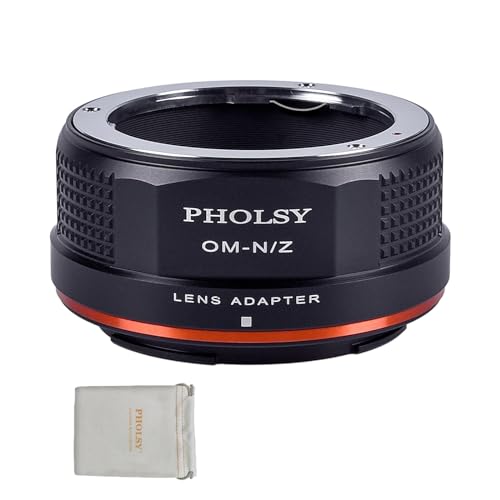 PHOLSY Enfoque Manual Adaptador de Objetivo Compatible con Objetivos Olympus OM y Cuerpo de Cámara Nikon Z, OM a Z