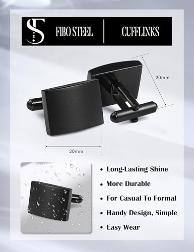 FIBO STEEL Stainless Steel Cufflinks for Men Tuxedo Cufflinks and Studs for Wedding, Business, Formal Events Classic Custom Cuff Links for Men2