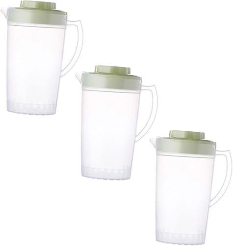 Housoutil 3 piezas de hervidor fresco con tapa, jarra de agua grande para bebidas de leche, recipientes con tapas, tetera con tapa, tetera