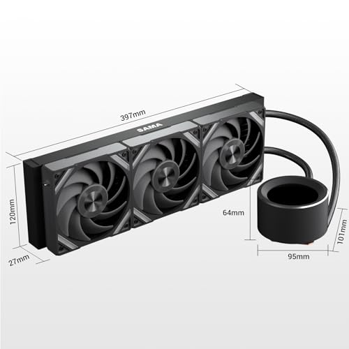 SAMA Q60 Disipador de CPU AIO de 360 ​​mm con pantalla LCD de 2,8", extraíble magnéticamente,ventiladores modulares XT120, aspas LCP, soportes adicionales, 115X, 2011, 1200, 1700, 1851, AM4, AM5 negro - imagen 6