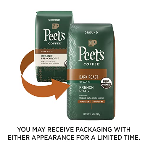 Peet's Coffee, Dark Roast Ground Coffee - Organic French Roast 10.5 Ounce Bag, Usda Organic #TOP1