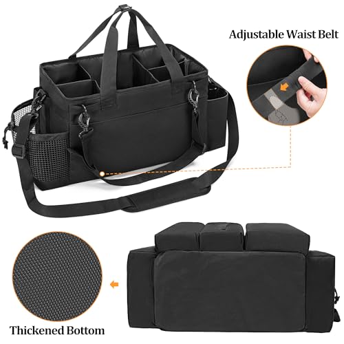 LoDrid Hot Tub Chemical Storage Bag, Pool Chemical Organizer with Handle and Shoulder Strap, Spa Supplies Carry Case for Adults, Black(Patent Design)