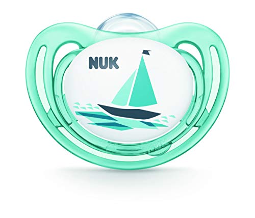 Kit com 2 Chupetas Dia e Noite Silicone Boy S1 - NUK, Azul/Branco, Tam 1 (0-6 meses)