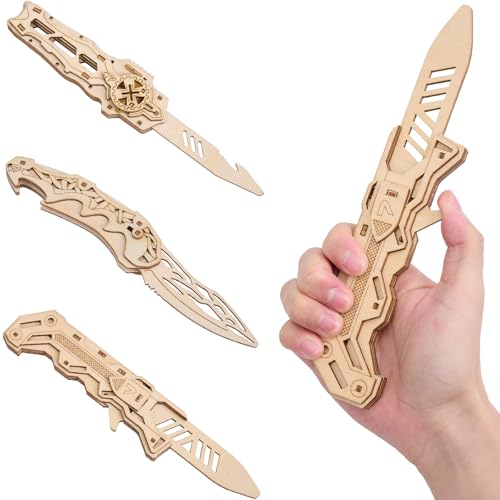 Uplike 3D Wooden Puzzle for Adults: 3-in-1 DIY Wooden Puzzles Knife Kit - 134 Pcs Brain Teaser Mechanical Model Building Toy for Adult Hobby - Wooden Craft Art Unique Gift Idea for Teens Men
