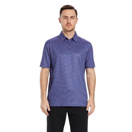Image of Golf Shirts for Men Dry Fit Short Sleeve Print Performance Moisture Wicking Polo Shirt