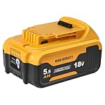 Powarobor 18V 5.5Ah DCB184 Lithium-Ion Replacement Battery for Dewalt 18V XR Power Tools compatible with DCB180 DCB182 DCB183 DCB200 DCB201