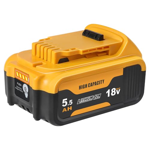 Powarobor 18V 5.5Ah DCB184 Lithium-Ion Replacement Battery for Dewalt 18V XR Power Tools compatible with DCB180 DCB182 DCB183 DCB200 DCB201