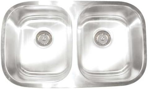 Artisan AR 3218 D97-D Premium Collection 16 6auge 30-Inch Undermount Double Basin Stainless Steel Kitchen Sink 7-Inch Right Basin Depth and 9-Inch Left Basin Depth
