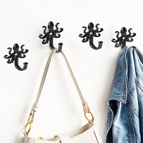 Xuebei 5 Pack Wall Mounted Key Holder,Nautical Decor Wall Art Octopus Hooks,Heavy Duty Towel Hooks Decorative For Patio Backyard Yard Fence Pool Bathroom Living Room (B-Octopus Hook) #TOP2