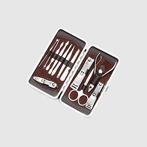 Nail Clipper Travel Set, 12 in 1 Stainless Steel Professional Nail Cutter Manicure Pedicure & Grooming Kits with Leather Case