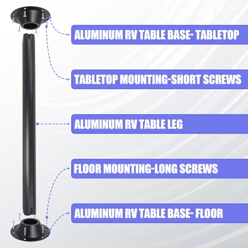 2 Pack 27" RV Table Legs with Base Mount, Heavy-Duty RV Table Base Mount Kit, Stable RV Tables Support Legs for Camper by Podoy - Image 6