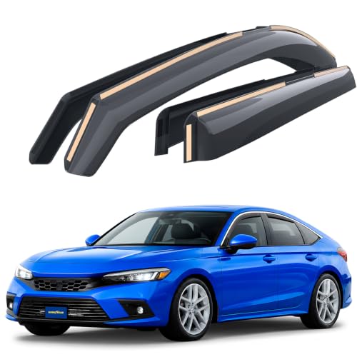 Goodyear Shatterproof Window Deflectors for Honda Civic 2022-2026 Hatchback, Rain Guards, Window Visors for Cars, Vent Deflector, Car Accessories, 4 pcs - GY007899
