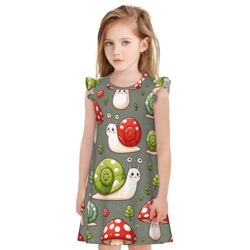 Augenstern Flutter Sleeve Nightgown Kawaii-Snails-Mushrooms Soft Sleepwear Nightdress3