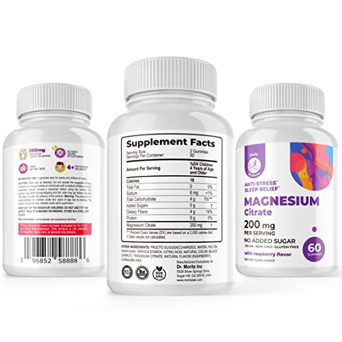 Magnesium Gummies Sugar-Free - Calm Magnesium Gummies Supplement For Children, Sugar-Free Magnesium Calm Chews For Kids & Adults (60 Count) #TOP4