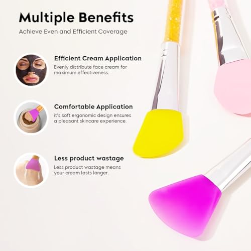 Image of Gleva Silicone Face Brush Beauty Tool, Facial Mud Applicator, Makeup Brushes Set Eye Cosmetics Blush Brush for Powder for Girl & Women (Yellow)