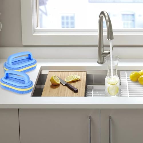 2 Reinigungsschwamm mit Griff 16.9 x 5.7 x 7.5 cm,Schwammbürste Küche,Multifunktionale Küchenschwamm,Poolbürste Pool Schwamm,Schwammbürste Magic Pool