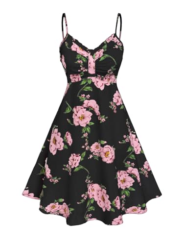 Image of Rosegal Plus Size Women Cottagecore 2PC Floral Sundress Set | Flutter Sleeves Twisted Crop Top, Cottagecore Floral Cami Dress, Vintage Midi Dress Set, Sleeveless Midi Dress