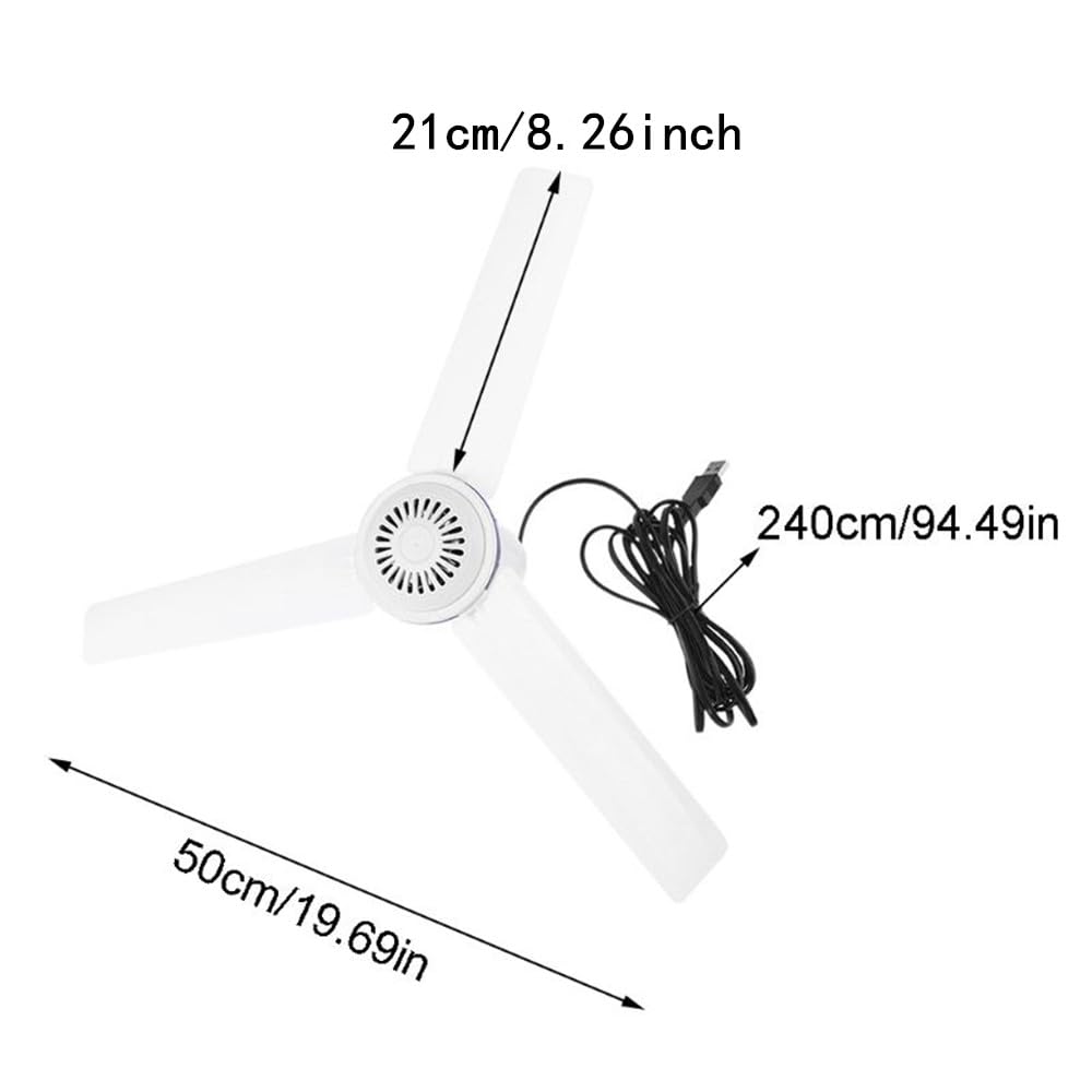 Ventilatore da soffitto USB 5 V 50 cm Ventilatore USB portatile Mini USB Appeso Ventilatori da tenda da campeggio per gazebo esterno Ventilatore a soffitto alimentato a batteria Design