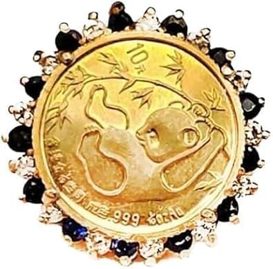 1.50Ct Round Cut Lab Created White and Black Diamond PANDA BEAR COIN Woman's Wedding Ring 14K Yellow Gold Finish