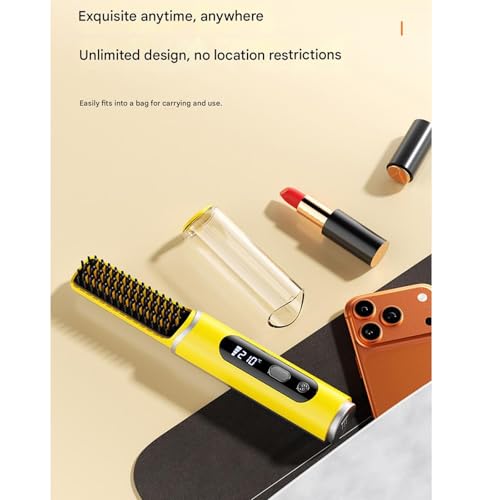 Plancha para el cabello inalámbrica con cepillo, para mujeres, ideal para viajes, con 5 ajustes de temperatura y pantalla digital, calentamiento rápido para cuidado capilar en casa miniatura 6