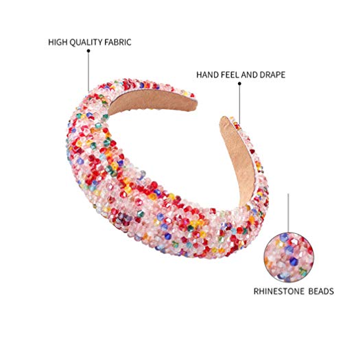 Lurrose Tiara de Strass Acolchoada Ampla Tiara de Cabelo Brilhante Tiara de Festa Adereços de Cabelo