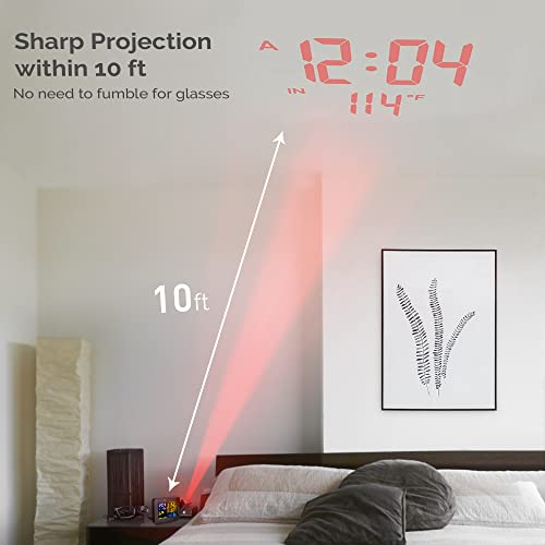 Dr. Prepare Projection Alarm Clock For Bedrooms With Indoor & Outdoor Temperature Display Dual Alarms Multi-Colored Backlight Projection Clock With Weather Forecast #TOP1