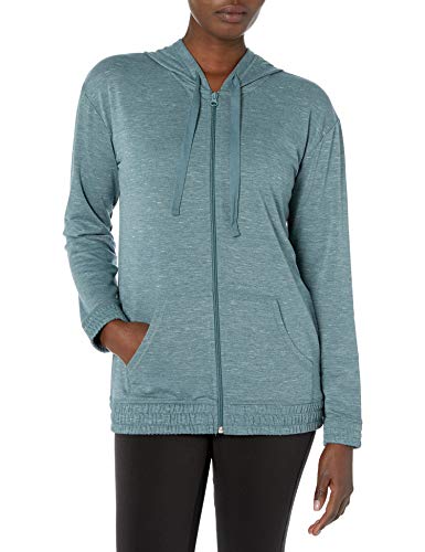 Hanes Women's Full Zip Hooded Jacket, Juniper Blue Heather, Medium