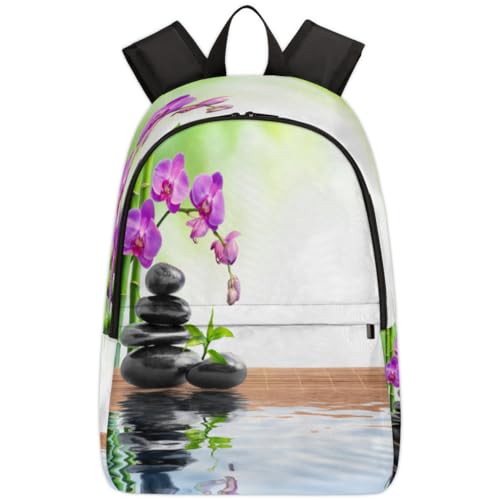 Sac à dos ordinateur TropicalLife Zen Stone Flower polyvalent pour enfant et adulte 17,4 L