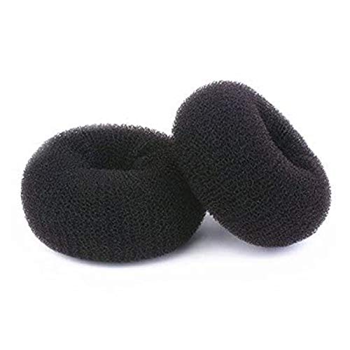 Hair Donut Ring Style Bun Maker, 2PCS Chignon Shaper for Thick and Long Hair (3.5 Inch, Black)
