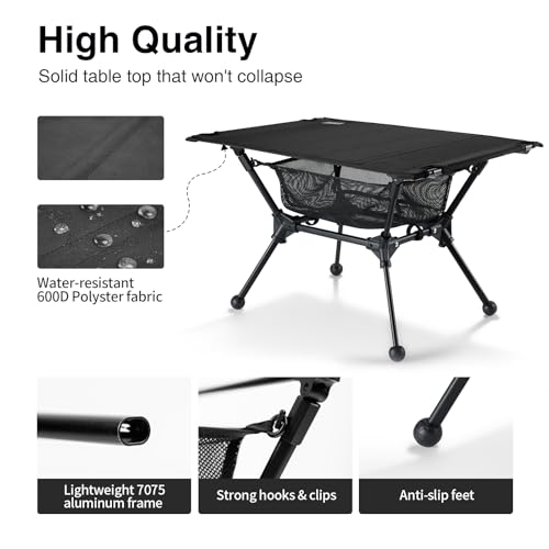 ONETIGRIS Dipper Camping Table, Lightweight Portable Folding Table with Mesh Storage Net, High/Low Options, Ideal for Camping, Hiking, Tailgating, Beach, Picnic, Travel, Backyard - Image 4