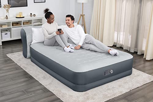 Sleeplux Queen Air Mattress With Headboard | Supersoft Snugable Top, Extra Durable Tough Guard | Raised Airbed With Built In Pump + Usb Charger (90"X60"X29") #TOP2