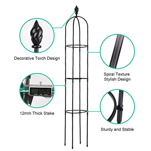 Lalahoni Garden Trellis For Climbing Plants Outdoor, Rustproof Plant Trellis Support For Potted Climbing Flowers Vegetable Vine Indoor Outdoor, 6Ft Tall Obelisk Rose Garden Trellis Black 1Pc #TOP2