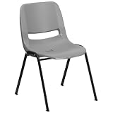 Flash Furniture HERCULES Series 880 lb. Capacity Gray Ergonomic Shell Stack Chair with Black Frame