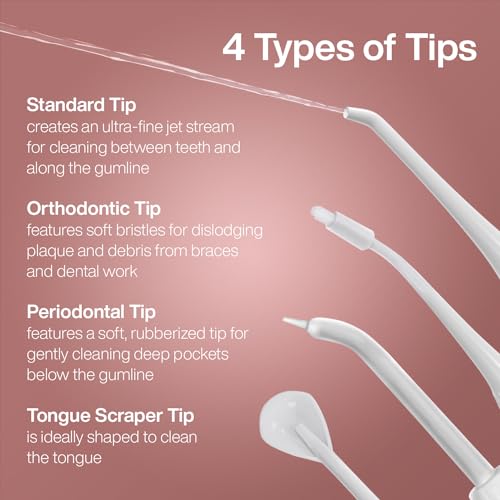 Image of AquaSonic Water Flosser - Cordless Rechargeable Water Flossers for Teeth Cleaning - Waterproof Aqua Flosser, Portable Oral Irrigator for Dental Cleaning with 5 Jet Tips - Braces Home Travel