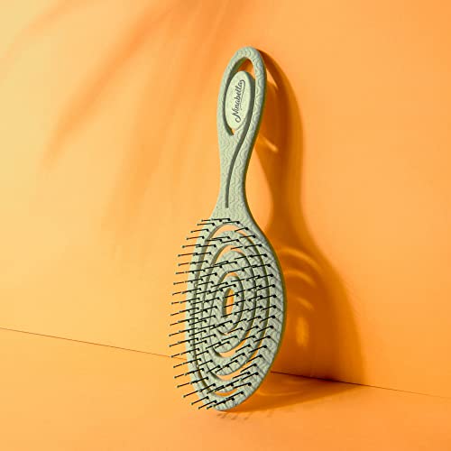 Ninabella Organic Detangle Hair Brush for Women, Men & Children - Does not Pull the Hair - Hair Straightening Brushes for Curly, Straight & Wet Hair - Unique Spiral Hairbrush - green