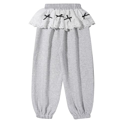 JEYPINMI Kids Girl's Bowknots Baggy Trousers Fashion Athletic Pants Y2K Wide Leg Sweatpants with Pockets4