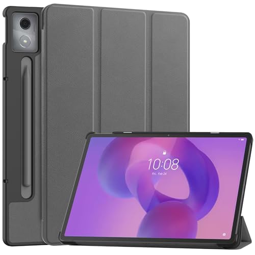 For Lenovo Idea Tab Pro/Lenovo Xiaoxin Pad Pro 12.7�C���` 2025 �P�[�X �ylarfbulroc�z�y�� ���^ PU ���U�[ �X�}�[�g �J�o�[ �ϏՌ� ���h�~ �n�[�h �w�� �P�[�X �O�܂� �X�^���h �I