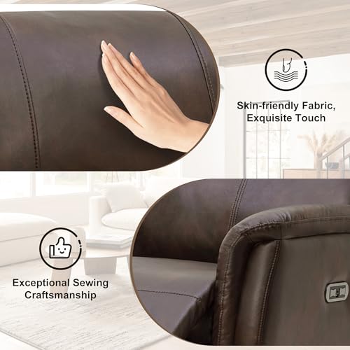 Sillón plegable piel sintética marrón miniatura 7