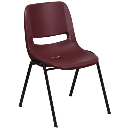 Flash Furniture Hercules Series 880 Lb. Capacity Burgundy Ergonomic Shell Stack Chair With Black Frame #TOP6