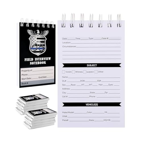 JOHSBYD Police Field Interview Notebook, 3.5″ x 5.7″, Top Spiral 80 Sheets