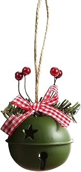 3pc Jingle Bells Christmas Bell Metal Bell Ornament Tree Hanging Pendant for Christmas Decorations Color Red Size 12 * 5.5 * 5.5cm Green 12*5.5*5.5cm