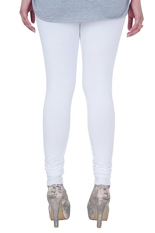 Image of ELAYNA Lycra Stretchable Churidar Leggings for Women's and Girls, White, XL Size, Full Length, Slim Fit