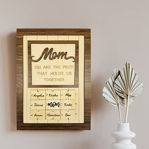 Diyoohomy Mom Puzzle Piece Sign You Are The Piece That Holds Us Together 3D Wood Plaque With Kids Names Best Mothers Day Gifts Son Daughter Home Tables Centerpieces Decorations Family Wall Decor #TOP7