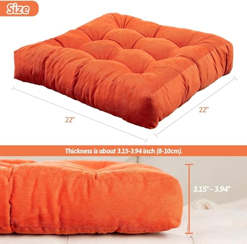 Image of Floor Pillow, Square Meditation Pillow for Seating on Floor Solid Thick Tufted Seat Cushion Meditation Cushion for Yoga Living Room Sofa Balcony Outdoor