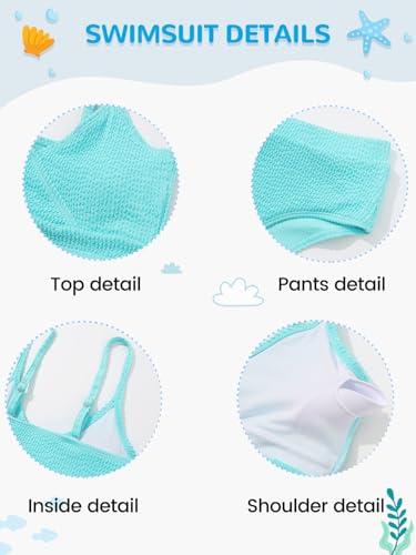 Image of Girl's 2 Piece Swimsuit Solid Spaghetti Strap Bikini Sets Beach Bathing Suit Swimwear for Teen Girls